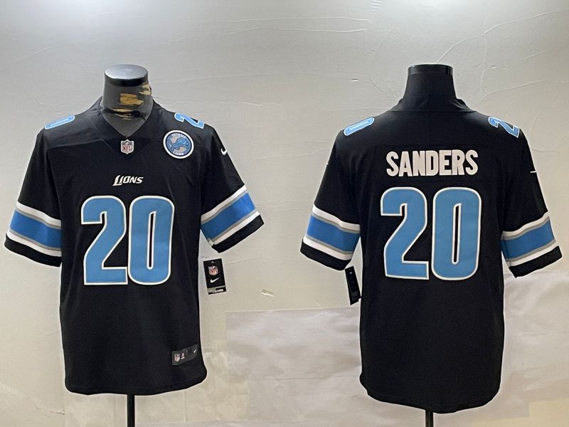 Men Detroit Lions 20 Sanders Black three generations 2024 Nike Limited NFL Jersey style 2